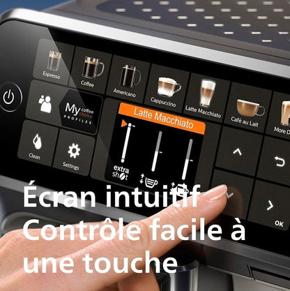 Philips Série 5400 Machine Expresso - Café à Grain - LatteGo Mousseur à Lait, 12 Spécialités de Café, Affichage Intuitif, 4 Profils Utilisateur, Chrome (EP5447/90)