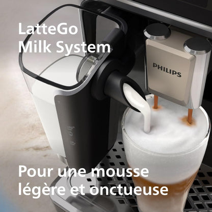 Philips Série 5400 Machine Expresso - Café à Grain - LatteGo Mousseur à Lait, 12 Spécialités de Café, Affichage Intuitif, 4 Profils Utilisateur, Chrome (EP5447/90)