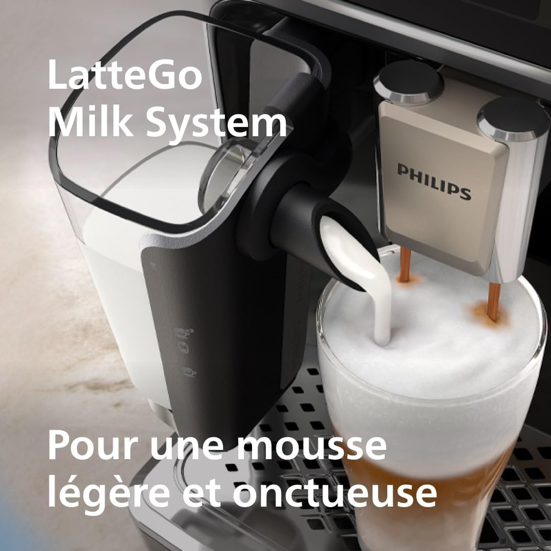Philips Série 5400 Machine Expresso - Café à Grain - LatteGo Mousseur à Lait, 12 Spécialités de Café, Affichage Intuitif, 4 Profils Utilisateur, Chrome (EP5447/90)